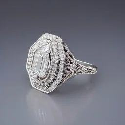 platinum and diamond filigree art noveau ring, breathtaking, highly ornate, delicate, intricate, photorealistic, high fashion, fine jewellery, luxury, designer