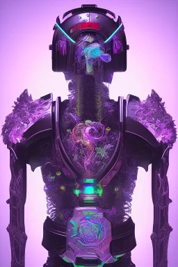 Futuristic Neon crystal skeleton samurai smoke glass fire water