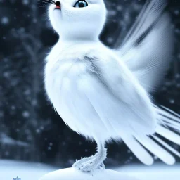 smooth hyper realistic, beautiful Japanese snow bird robot in crown, pale colors, dark cosmos background, cat еye, extremely sharp detail, finely tuned detail, ultra high definition, 8 k, unreal engine 5, ultra sharp focus, accurate sword wings, positive smile, lot of details, fit within portrait, Ambiance winter, perfect composition, perfect hair, perfect hands, finger up gestures