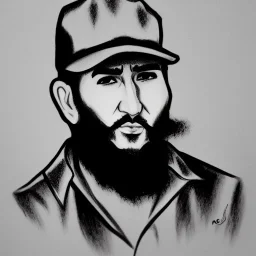 Fidel Castro dibujo anime blanco y negro