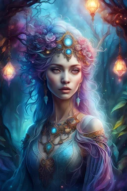 Fantasy style In the style of ethereal, extremely detailed digital painting, mystical colors, beautiful lighting.