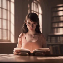 studying girl in library, ultra detail, curl hair, realistic photo, unreal engine, cinematic lighting --ar 1:1 creative