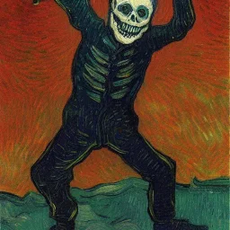 a skeleton dancing by van gogh