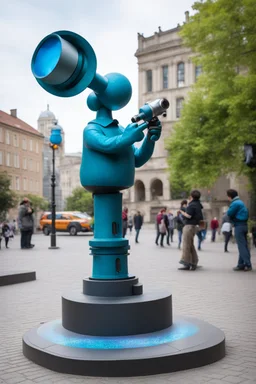 статуя на улице. “Чупа-чупс как микроскоп”: Разместите вокруг статуи интерактивные микроскопы, которые будут показывать различные объекты, или проекции микромира.