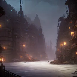 low town under city fantasy dungeon punk dark river