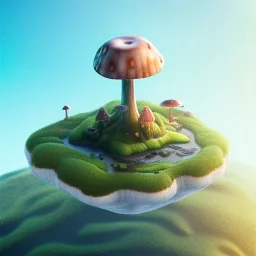 100mm photo of isometric floating island in the sky, surreal mushroom with jewels, intricate, high detail, behance, microworlds smooth, macro sharp focus, centered