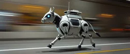 blind contour robot cow like space ship massage master guru fast moving motion blur background