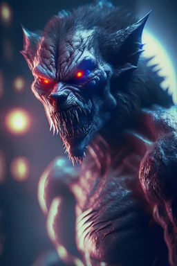 Vampire werewolf alien fused ,3d render, high details, high contrast, long explosure, hyper realistic, color grading, bokeh, unreal engine 5, 8k