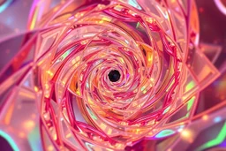 picture of create A hypnotic loop of colored translucent 3D recursive structures evolving and morphing, fluid geometry shifting between organic and geometric forms, iridescent glass material with internal glow,instances must have random translucent matrial smooth camera orbit, galaxy background, seamless motion, cinematic lighting, generative art style, 4k.do with geo nodes zoom out to show whole image
