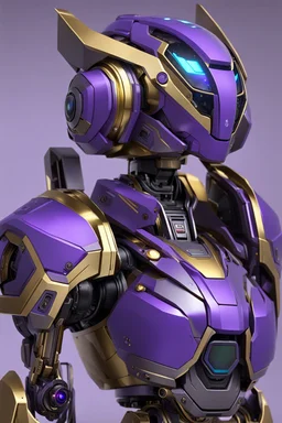 Sci-Fi, Humanoid Combat Robot Purple and Golden, Space, Magic