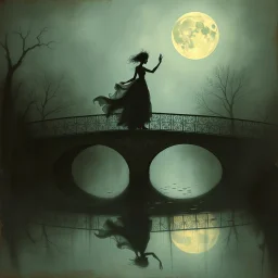THE GHOST IS STILL DANCING AT NIGHT ON THE OLD COUNTRY BRIDGE. . Leonor Fini. Fiona Staples