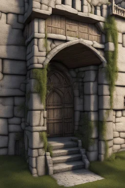 fantasy medieval side wall with balcony