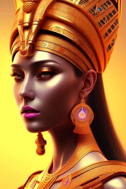 A beautiful portrait of Pharaonic queen , high key lighting, volumetric light high details psychedelic background