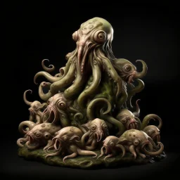 a statuette of a tentacled absurd pig cult