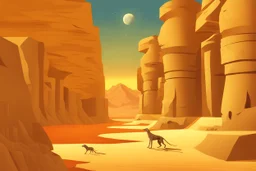 An alley with [sphinxes] on both sides, on the desert planet Gliese, Captivating, by artist "Science Fiction",by artist "Luxor"