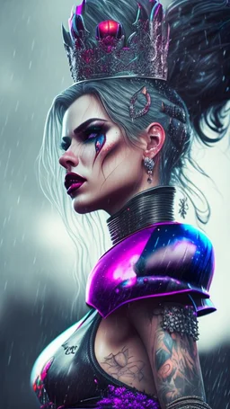 Harley Queen, violent, high delicate defined details, beautiful, atmospheric, rain, matte, 3 d 8 k octane rendered, sharp focus, illustration, high detail, ultra realistic, highly saturated colors