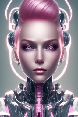 cyborg, pink hair, perfekt eyes, smile, real, dream lights