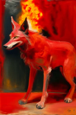 A light red fire elemental wolf painted by Mark Rothko
