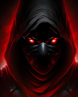 evils arab ninja with red light eyes and dark shadow (hidden shadow monster)