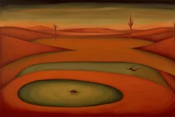 A surreal landscape by artist " Mark Rothko", by artist "Leonora Carrington"