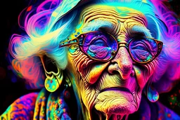 very old woman psychedelic image