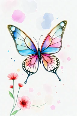 Farfalle fiori fatine acquarello