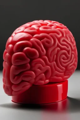 a gummy sweet that resembles a brain, but is pink instead of grey when cut in half, ( or bitten) a red gooey liquid that is strawberry sauce, comes out of the middle of the brain