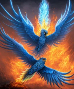 blue phoenix flaming wings