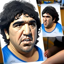 Create a highly realistic 3D scene. An detailed Realistic of Play Football Diego Maradona transforming her into a woman with the same specifications as the attached image. The method of transforming the painting in full detail. A comedic and funny touch. Ultra wide angle. Extremely realistic fine details. Highly realistic detailed display. Great full presentation and amazing drawing style. Transfer the full detailed drawing of the image at a wide and precise angle. Inspiri