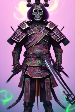 Neon skeleton samurai