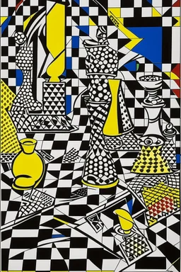 5d chess in the style of roy lichtenstein