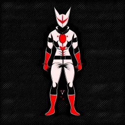 Catman art illustration black background red and white color full body