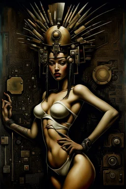 goddess of the motherboards, by Sam Mendes, by Wifredo Lam, by Brian M Viveros