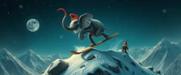 mind flawyer elephant ant hill with a weird funny hobgoblin gnome ski jumping acrobatics
