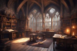 fantasy medieval study room