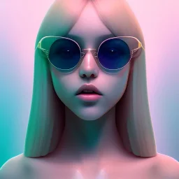 isometric clean art of symmetrical super cute cute cute girl wearing shades, full wet lips, soft lighting, overcast shadows, soft pastel gradients, high definition, 3d icon clay render, blender 3d, studio lighting, god rays, octane render, unreal engine 5