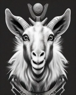 I want a goat head in vector black and white white background