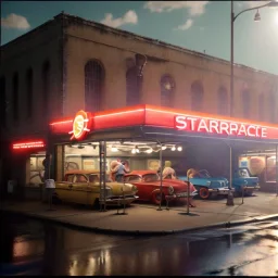 Ultra Realistic retro sci-fi afire Supermarket parking scene, 1960 year, many running people. blonde woman, sweet scarlet Johansson face, perfect iris, glow eyes, face makeup, tight latex coat; many panic people, Retro sci-fi style, soft color, highly detailed, unreal engine 5, ray tracing, RTX, lumen lighting, ultra detail, volumetric lighting, 3d, finely drawn, high definition, high resolution.