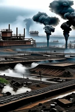 Present a realistic picture of mining industry pollution for a PowerPoint report