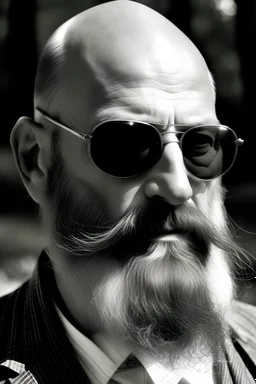 Freud psychology bald long beard sunglasses motorhead