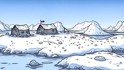 cartoon illustration: North Pole, no houses or people, just nature