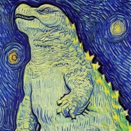 Godzilla portrait by van gogh