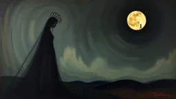The Shadow Queen; painting in the style of Edvard Munch