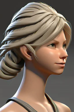 female 3d character hair