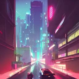 street - level view from a cyberpunk city, concept art, night, neon lights, high quality digital art, by michal lisowski, trending on artstation