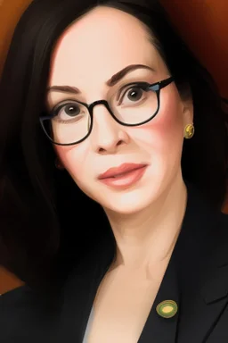 Portrait of a powerful and beautiful female president with pride background