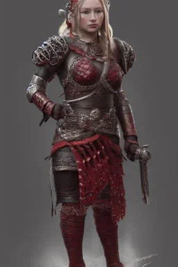 highly detailed girl viking queen, red glass armor, cinematic lighting, 4k, 8k, octane render, digital concept art, trending on artstation, pinterest, extremely detailed, ambient lighting.