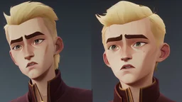 George is estimated to be 28 years of age (as of Broken Sword 4). His trademark appearance consists of blond hair, cut short in the back but left long in the front, as well as jeans with incredibly deep pockets and a blue-green jacket over a white t-shirt.