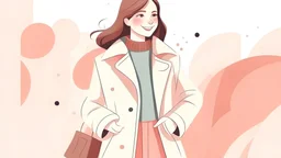 Happy young woman in an elegant clothes coat on sale in the mall. ai design
