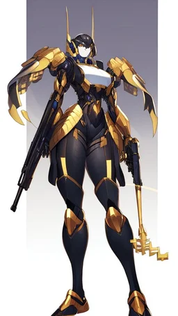 a beautiful robot gold. gun arm